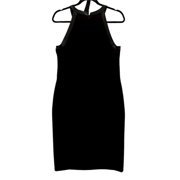Saks Fifth Avenue size 12 Black sleeveless Dress leather trim - Picture 1 of 10